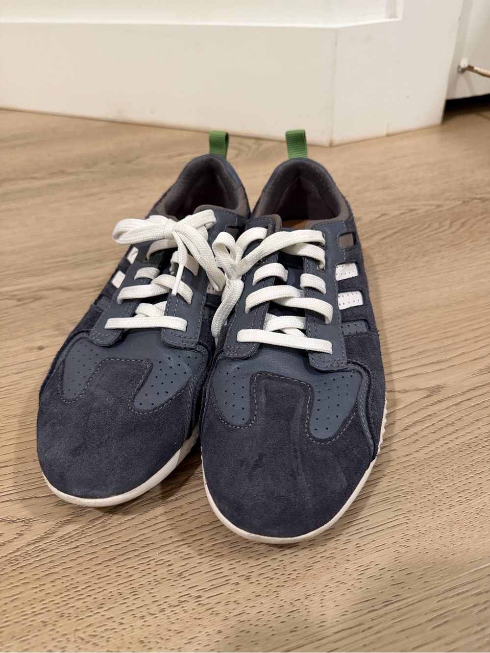 Geox Navy Suede & Leather Sneakers with White Laces